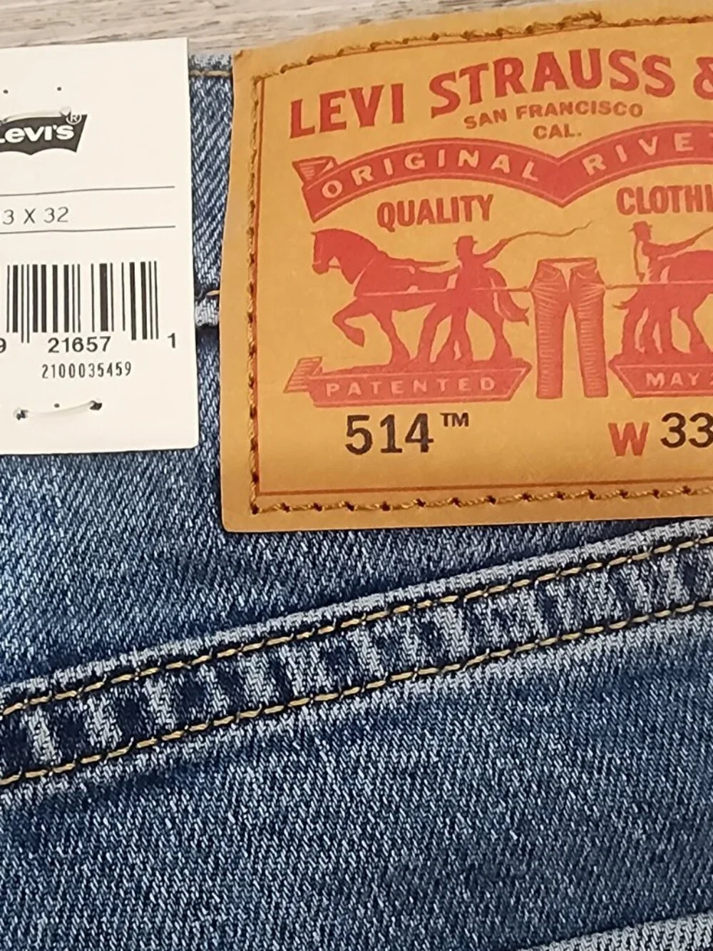 Levi's 514 Straight Jeans Men's 33x32 Denim Stretch Flex Eco Performance NWT